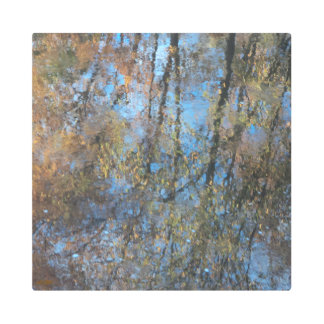 Water Reflecting Autumn Trees Metal Wall Art