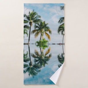 WATER REFLECTION OF COCONUT PALM TREES BATH TOWEL