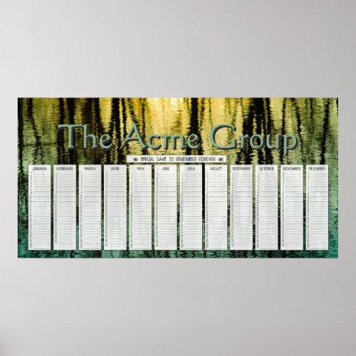 Water Reflections Custom Special Days Calendar Poster