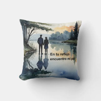 Water Reflections: Minimalist Illustration in Ac Throw Pillow