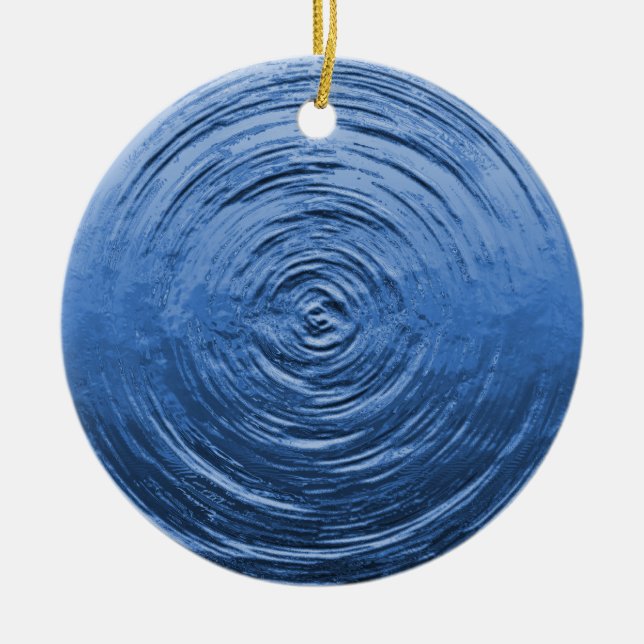Water Ripple Blue Ceramic Ornament (Front)