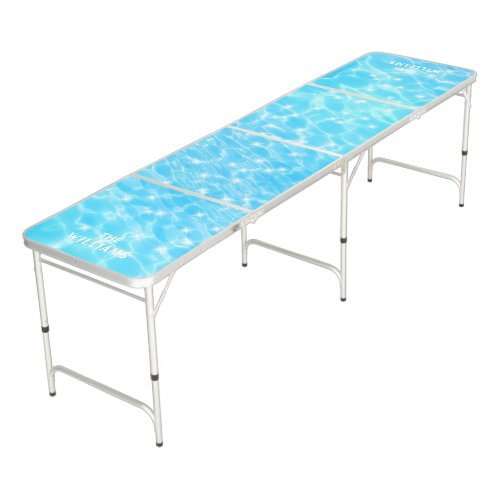 Water ripple blue water texture modern custom name beer pong table