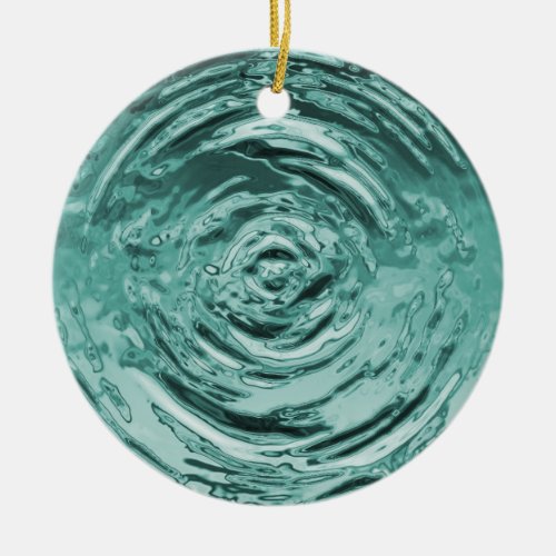 Water Ripple Teal Ceramic Ornament