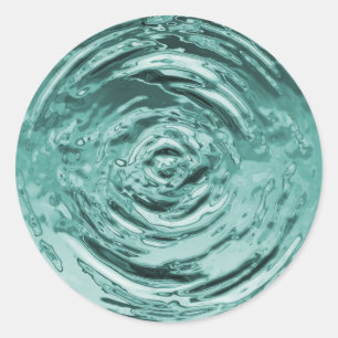 Water Ripple Teal Classic Round Sticker
