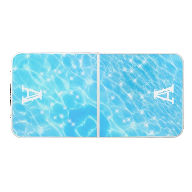 Water ripple water texture modern monogram initial beer pong table (Top)