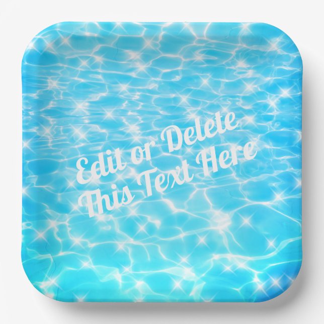 Water ripples Pool party Beach party Summer party  Paper Plates (Front)