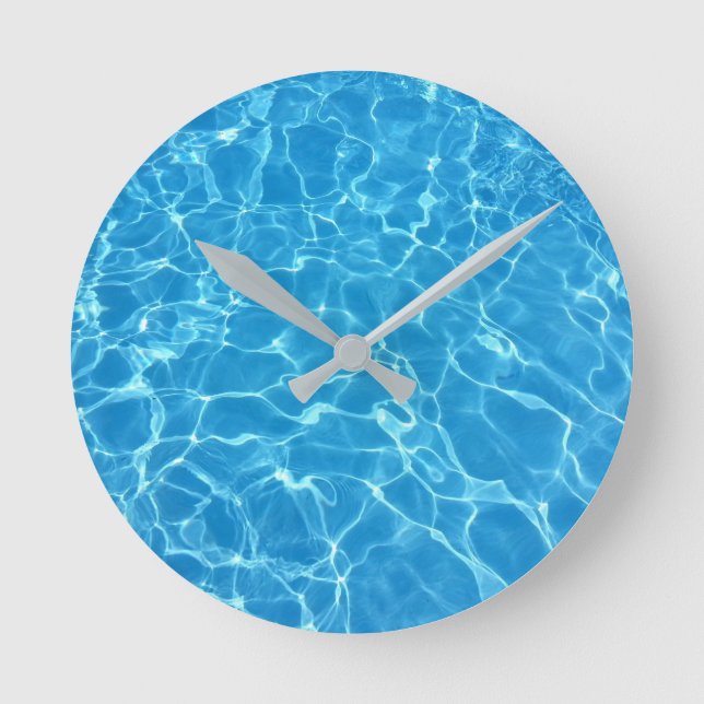 Water Ripples Swimming Pool Water Reflection Round Clock (Front)