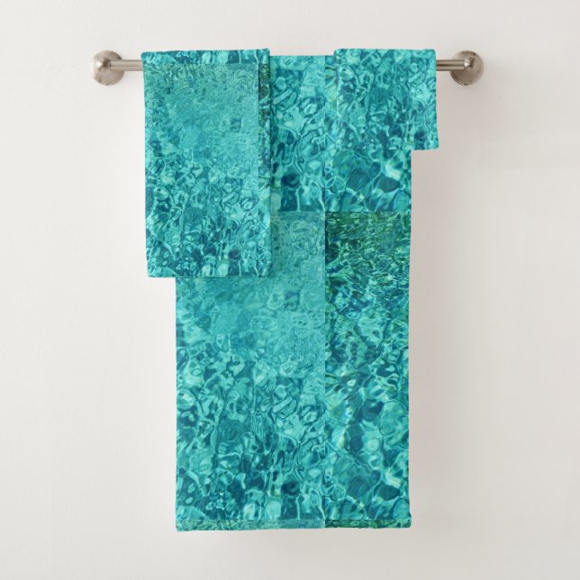 water ripples turquoise texture bath towel set (Insitu)