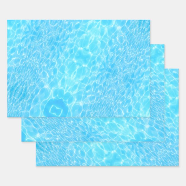 Water ripples water texture cool modern chic blue wrapping paper sheets (Set)