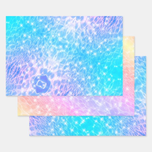 Water ripples water textures modern chic elegant wrapping paper sheets (Set)
