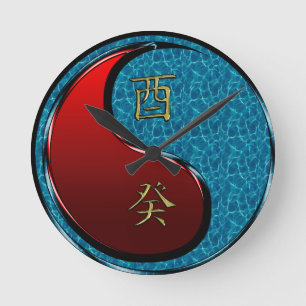 Water Rooster Round Clock