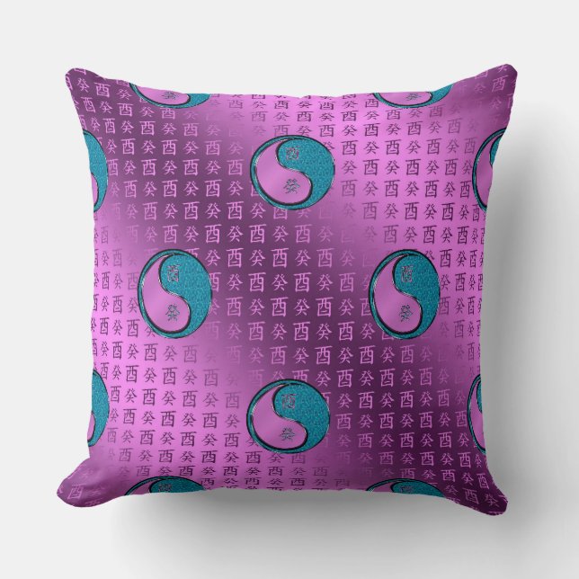 Water Rooster Throw Pillow (Front)