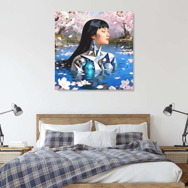 "Water’s Digital Dream" – A Digital Portrait       Canvas Print (Insitu(Bedroom))
