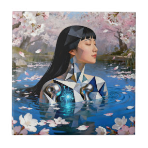 "Water’s Digital Dream" – A Digital Portrait Ceramic Tile