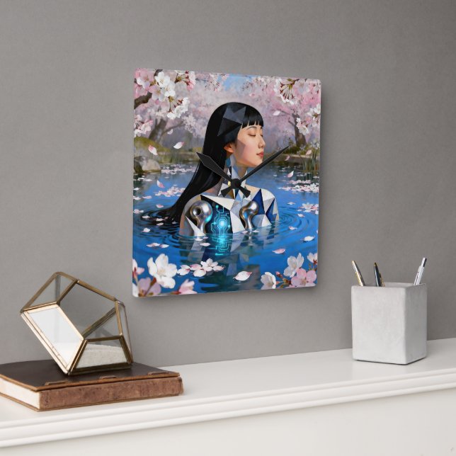 "Water’s Digital Dream" – A Digital Portrait       Square Wall Clock (Office)