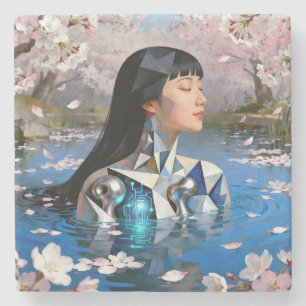 "Water’s Digital Dream" – A Digital Portrait Stone Coaster