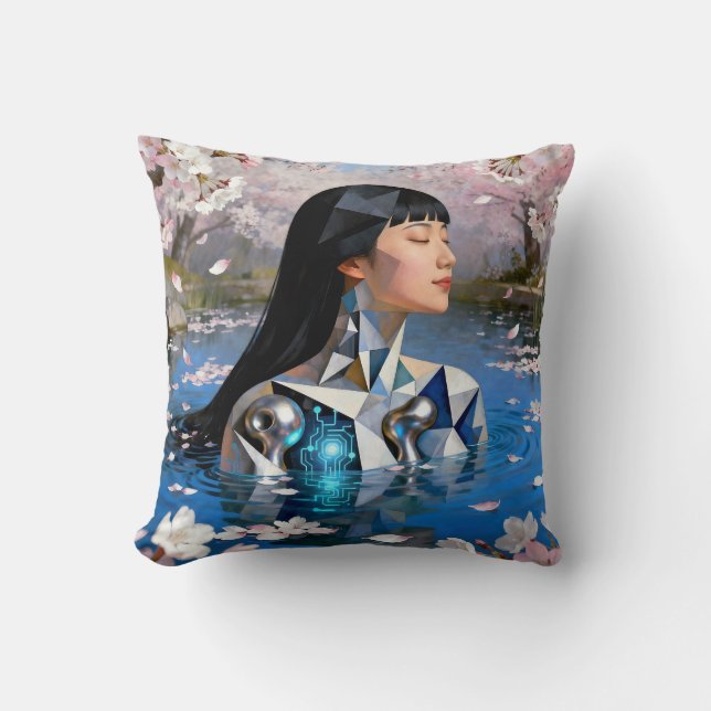 "Water’s Digital Dream" – A Digital Portrait       Throw Pillow (Front)