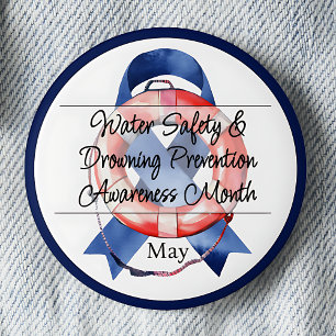 Water Safety & Drowning Prevention Awareness Bouy Button