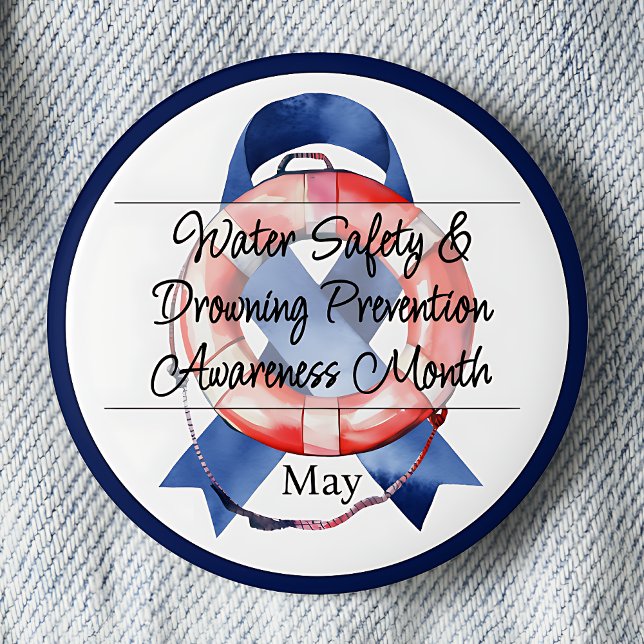 Water Safety & Drowning Prevention Awareness Bouy Button (Creator Uploaded)
