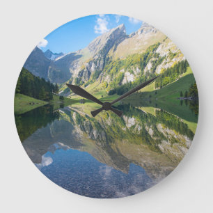 Water Seealpsee Lake Swiss Alps Switzerland Large Clock
