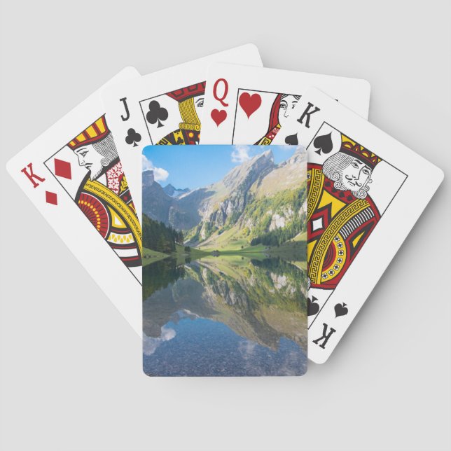 Water | Seealpsee Lake  Swiss Alps Switzerland Poker Cards (Back)