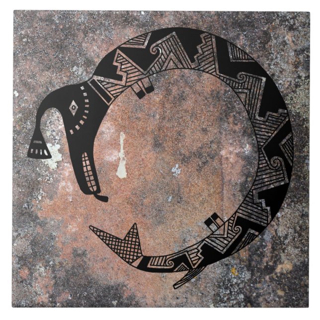 Water Serpent Mimbres Pottery Design Ceramic Tile (Front)