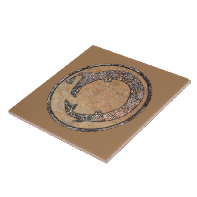 Water Serpent Mimbres Pottery Design Ceramic Tile (Side)