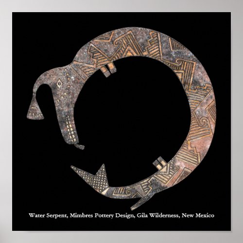 Water Serpent Mimbres Pottery Design Poster