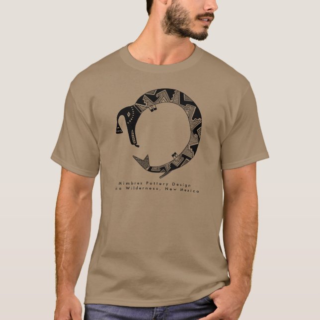 Water Serpent, Mimbres Pottery Design T-Shirt (Front)