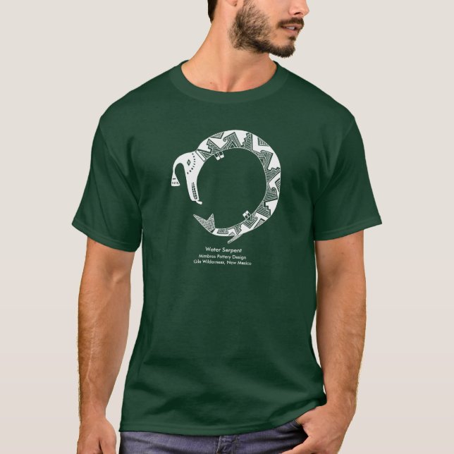Water Serpent, Mimbres Pottery Design T-Shirt (Front)