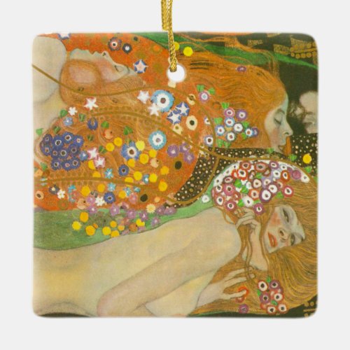 Water Serpents II by Gustav Klimt Art Nouveau Ceramic Ornament