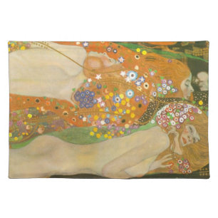 Water Serpents II by Gustav Klimt, Art Nouveau Cloth Placemat