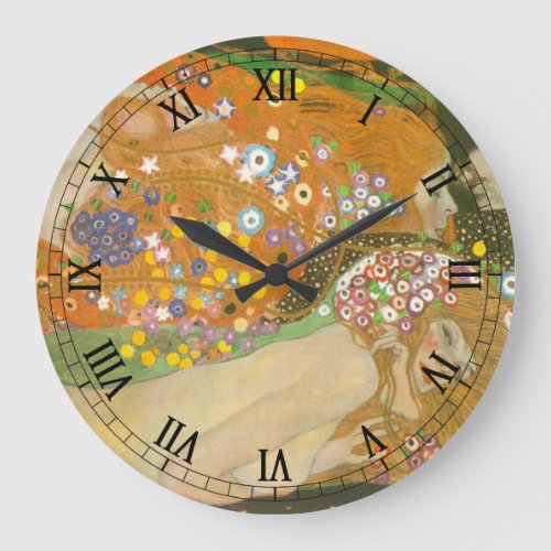 Water Serpents II by Gustav Klimt Art Nouveau Large Clock