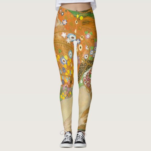 Water Serpents II by Gustav Klimt Art Nouveau Leggings