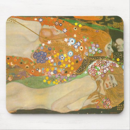 Water Serpents II by Gustav Klimt Art Nouveau Mouse Pad