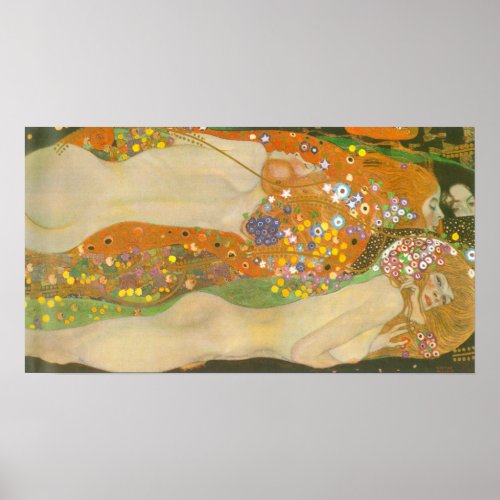 Water Serpents II by Gustav Klimt Art Nouveau Poster