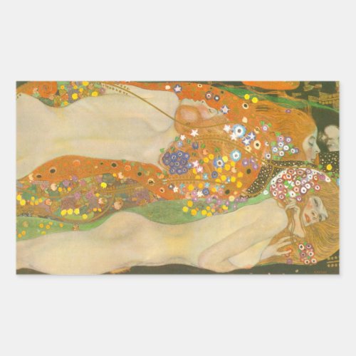 Water Serpents II by Gustav Klimt Art Nouveau Rectangular Sticker