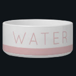 Water Simple Minimal Blush Pink Cat or Dog Bowl<br><div class="desc">Modern and Simple Custom Printed Pink Stripe Ceramic Dog Bowl with "water" written on the outside in a minimalist one stripe border at the bottom in a pretty and feminine trendy muted pink color. The thin sans-serif font will match any type of decor for years. One of the cool things...</div>