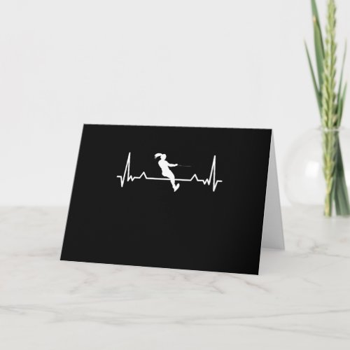 Water Ski Heartbeat Line Funny Gift Card