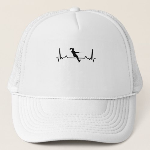 Water Ski Heartbeat Line Funny Gifts Trucker Hat