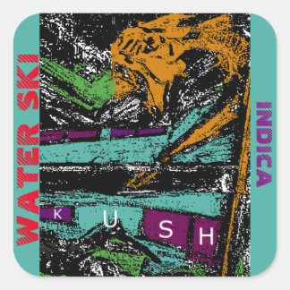 WATER SKI INDICA KUSH SQUARE STICKER