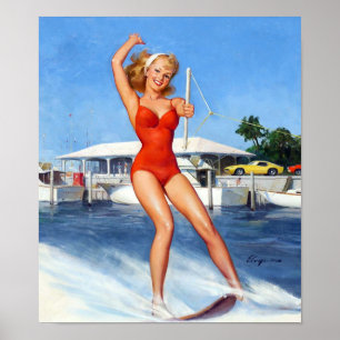 Water Ski Pin Up Poster