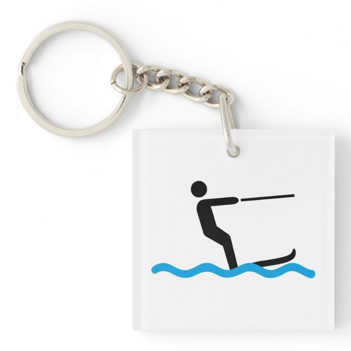 water ski square acrylic key chains
