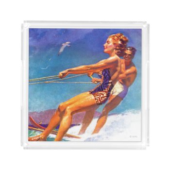 Water Skier By Mcclelland Barclay Acrylic Tray by PostSports at Zazzle
