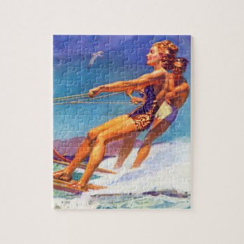 Water Skier By Mcclelland Barclay Jigsaw Puzzle by PostSports at Zazzle