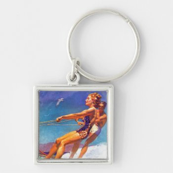 Water Skier By Mcclelland Barclay Keychain by PostSports at Zazzle