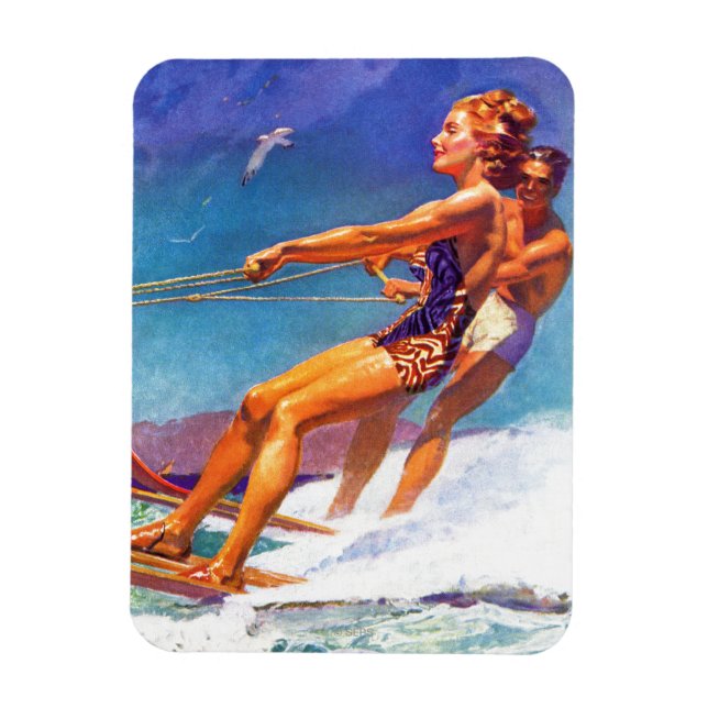 Water Skier by McClelland Barclay Magnet (Vertical)