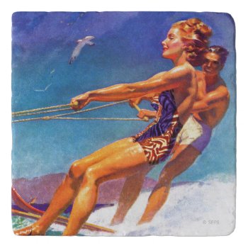 Water Skier By Mcclelland Barclay Trivet by PostSports at Zazzle