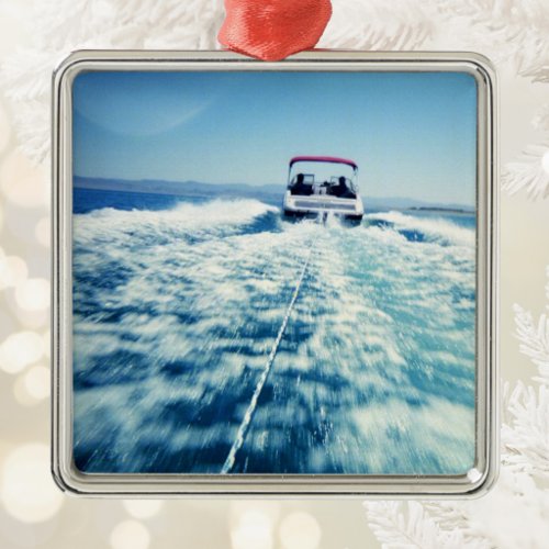 Water Skiing Behind Speed Boat Photo Metal Ornament