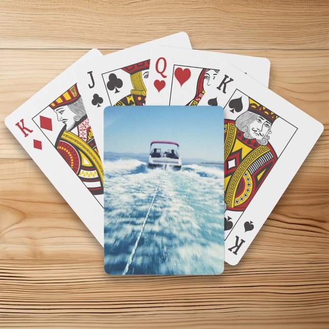 Water Skiing Behind Speed Boat Vertical Photo Poker Cards (Water Skiing Behind Speed Boat Vertical Photo Poker Cards)